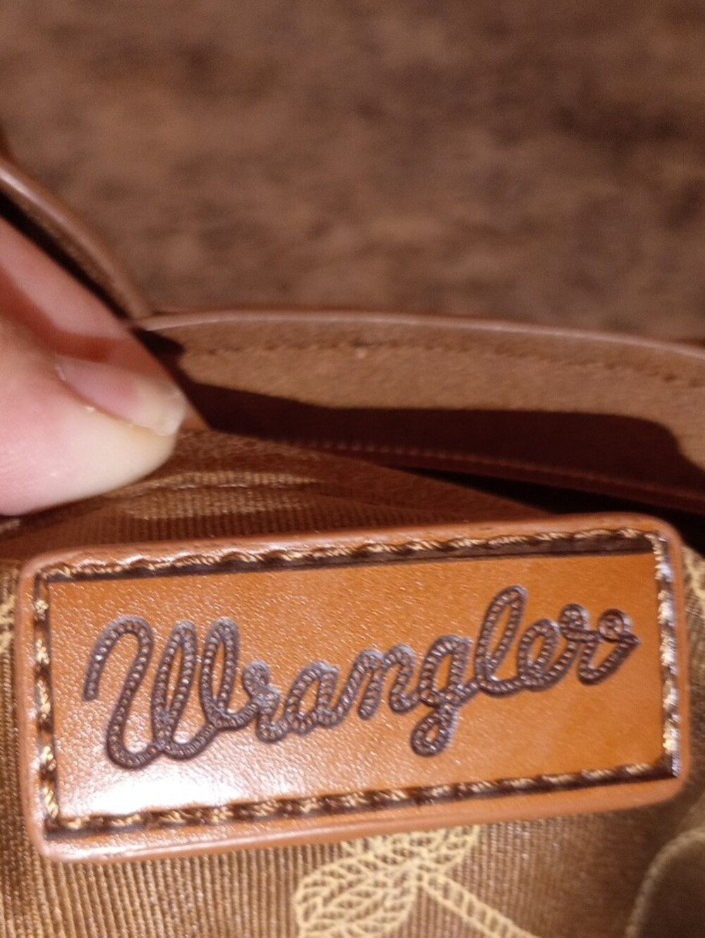 Wrangler Tan Brown Embroidered Crossbody Satchel - Picture 10 of 10